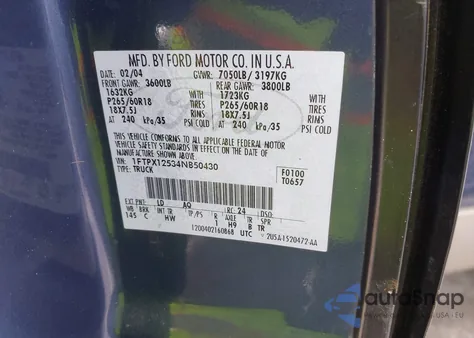 2004 Ford F-150 Lariat/Xl/Xlt from USA, damaged, VIN 1FTPX12534NB50430